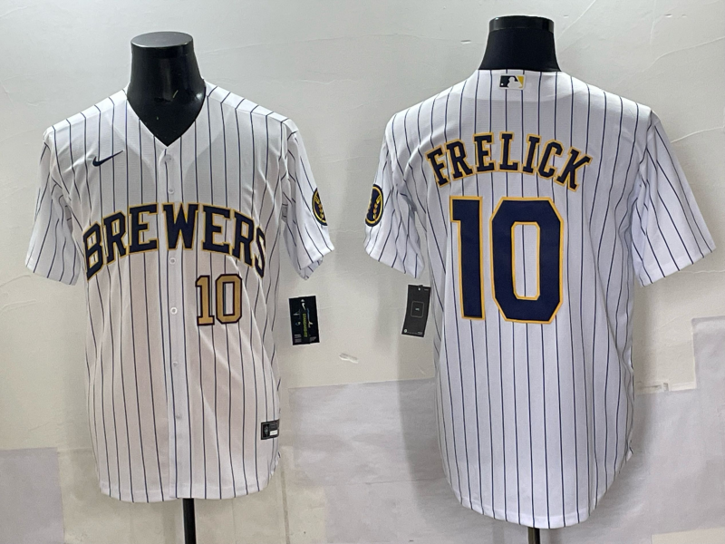 Men Milwaukee Brewers #10 Frelick white 2025 Nike NFL JERSEY 001